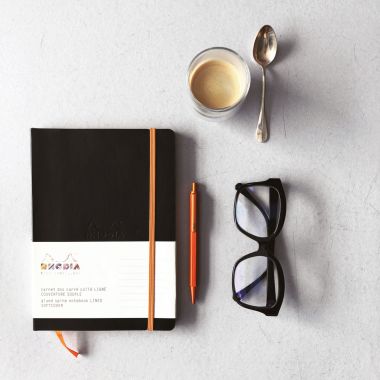 Rhodia - Carnet souple 160 pages RHODIARAMA format A5, ligné, simili cuir noir - 117402C