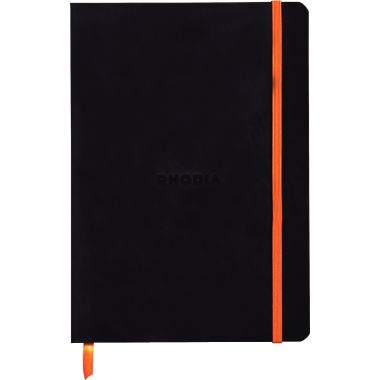 Rhodia - Carnet souple 160 pages RHODIARAMA format A5, ligné, simili cuir noir - 117402C