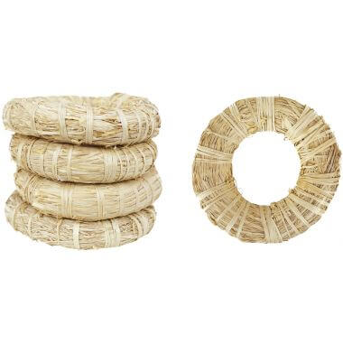 Lot de 5 couronnes en raphia, diamètre 20 cm - 2374.