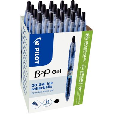 Pack de 20 stylos gel B2P noirs dont 4 gratuits