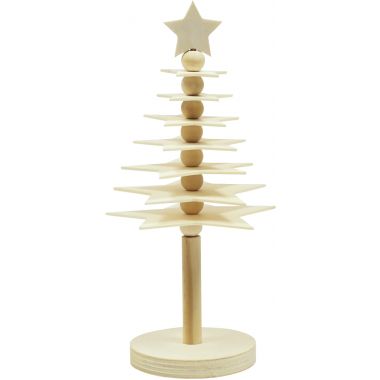 Lot de 10 sapins étoiles à monter en bois