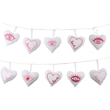 Lot de 10 coeurs en coton blanc 8 x 9 cm