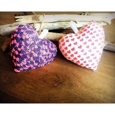 Lot de 10 coeurs en coton blanc 8 x 9 cm