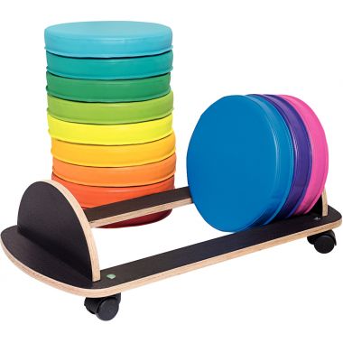 Chariot + 12 coussins en mousse diamètre 32cm