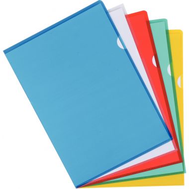 Sachet de 10 pochettes coin en polypropylène 12/100ème, coloris assortis