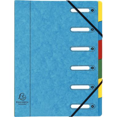 Trieur en carte lustrée avec élastiques 6 compartiments, fenêtres découpées