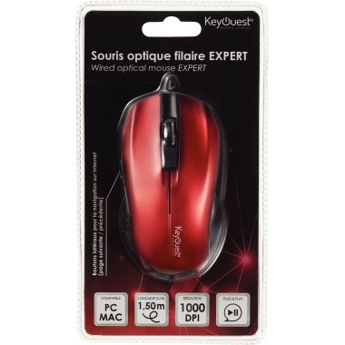 Souris filaire optique KeyOuest Expert couleur rouge