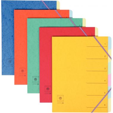 Trieur en carte lustrée avec élastiques 6 compartiments, coloris assortis