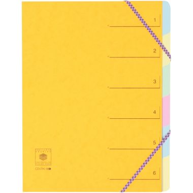 Trieur en carte lustrée avec élastiques 6 compartiments, coloris assortis
