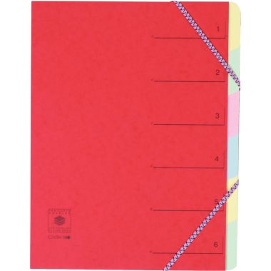 Trieur en carte lustrée avec élastiques 6 compartiments, coloris assortis