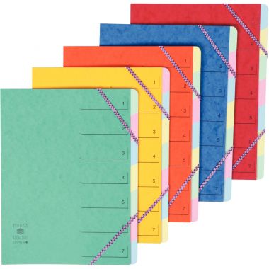 Trieur en carte lustrée avec élastiques 7 compartiments, coloris assortis