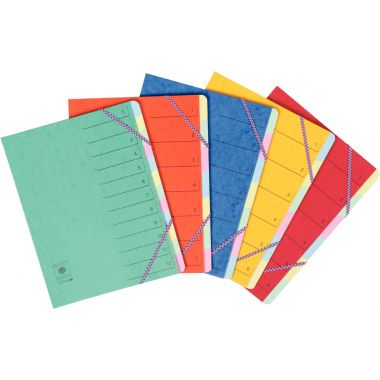 Trieur en carte lustrée avec élastiques 12 compartiments, coloris assortis