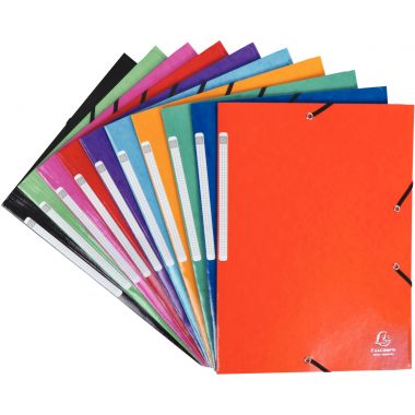 Exacompta - Carton de 25 chemises 3 rabats à élastiques IDERAMA en carte lustrée 425g, coloris assortis - 55829E X25