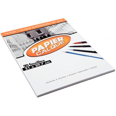 Bloc de 50 feuilles de papier calque 21x29,7cm 90g EXCELLENCE