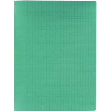 Piqûre 96 pages MAJUSCULE, format 24x32 cm, papier blanc 90g, seyès, couverture polypropylène vert