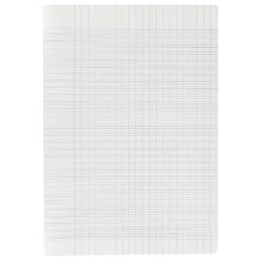 Piqûre 96 pages MAJUSCULE, format 24x32 cm, papier blanc 90g, seyès, couverture polypropylène incolore