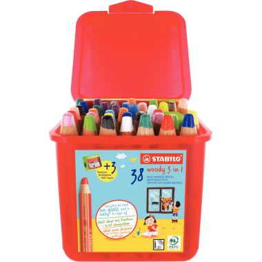 Classpack de 38 crayons de couleur Woody + 3 tailles-crayons