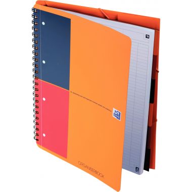 Cahier-trieur à reliure intégrale ORGANISERBOOK format A4+ ligné 6 mm, 160 pages perforées