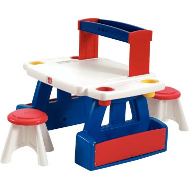 Bureau double + 2 tabourets