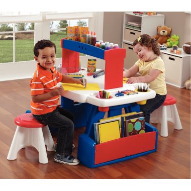 Bureau double + 2 tabourets
