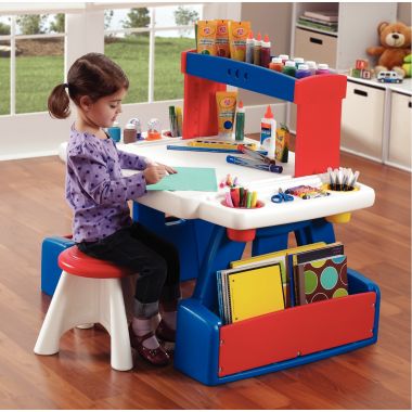 Bureau double + 2 tabourets