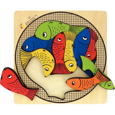 Encastrement casse-tête en bois, les poissons