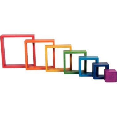 Boite de 7 carrés arc-en-ciel en bois