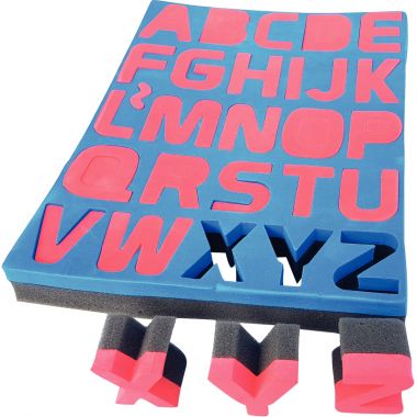 Lot de 26 maxi pochoirs éponges 2 densités. les 26 lettres de l'alphabet en majuscule