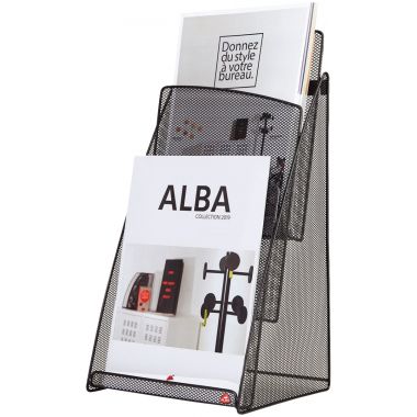 Porte-brochures 3 compartiments MESH en métal noir 210x297mm