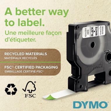 Pack de 10 recharges DYMO D1 19mm noir sur blanc