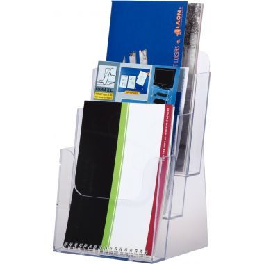 Porte-brochures vertical 3 compartiments 148x210mm transparent