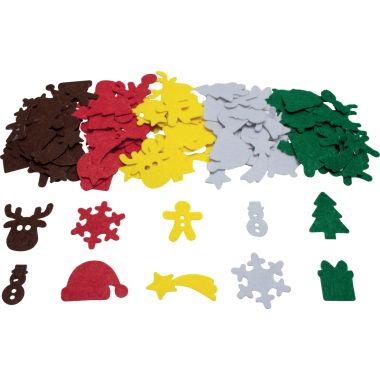 Sachet de 150 formes de Noël en feutrine adhésives