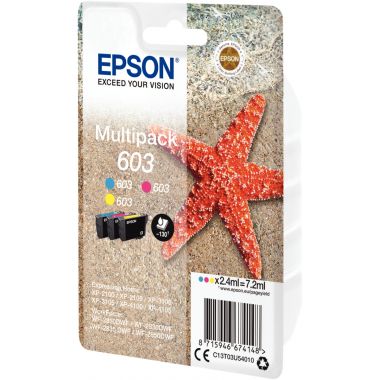 Epson ETOILE DE MER / 603 pack de de 3 cartouches jet d'encre cyan, magenta et jaune authentique (T03U540)