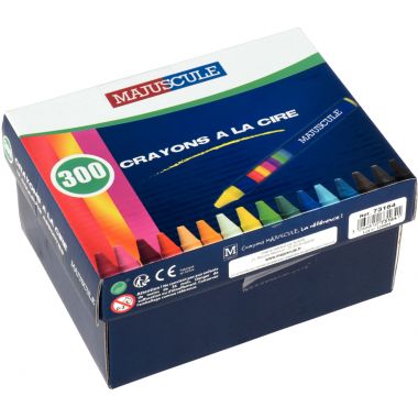 Boîte de 300 crayons cire Majuscule assorties