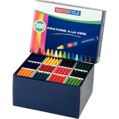Boîte de 300 crayons cire Majuscule assorties