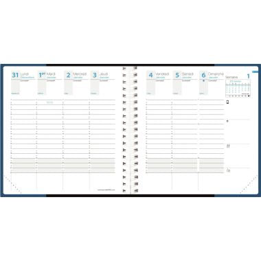 Agenda semainier Time&Life 16x16cm bleu métal