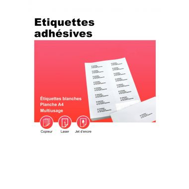 Boîte de 2400 étiquettes multi-usages blanches 70x35mm