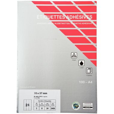 Boîte de 2400 étiquettes Flaconuo multi-usages 37x70mm coloris rouge