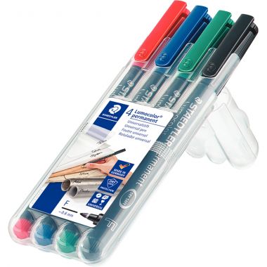 Pochette de 4 feutres Lumocolor permanent 0,6mm assortis