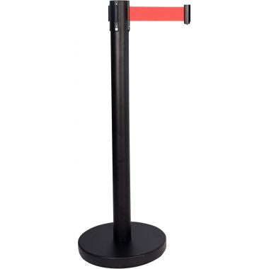 Poteau noir à sangle rouge 3m