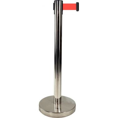 Poteau inox à sangle rouge 3m