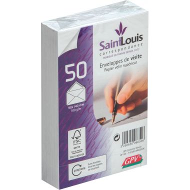 Paquet de 50 enveloppes blanches 90x140mm 100g pour cartes de visite