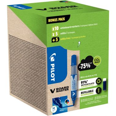 Pack de 10 marqueurs V-Board Master + 10 recharges assorties