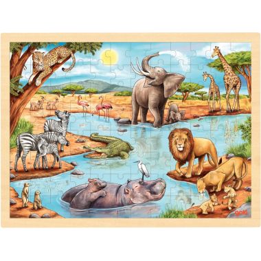 Lot de 4 puzzles à cadre en bois 96 pièces, thèmes divers (lot n°1)