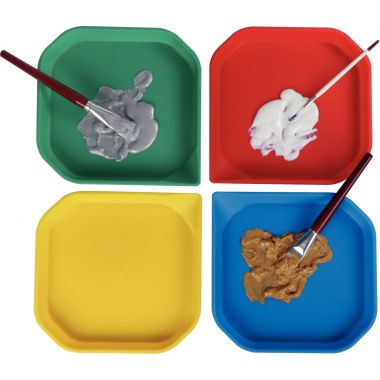 Lot de 4 plateaux 25x25x2.5cm assortis