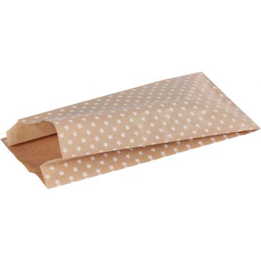 Sachet de 50 pochettes kraft 15x31+6cm étoiles