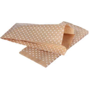 Sachet de 50 pochettes kraft 15x31+6cm étoiles