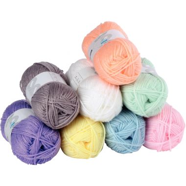Lot de 8 pelotes de laine coloris pastel en 50 g