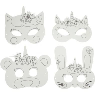Lot de 8 masques carton licorne et super héros