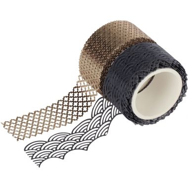 Lot 2 rouleaux de ruban papier adhésif gris et or 5m x 25mm